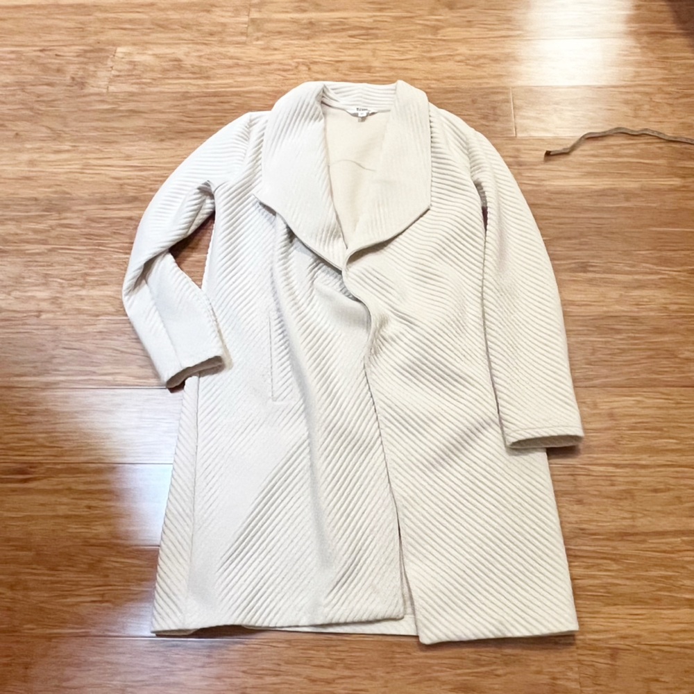 BB Dakota + Steve Madden Cream Open Front Textured Blazer Jacket W/ Pockets. Med - Picture 9 of 14